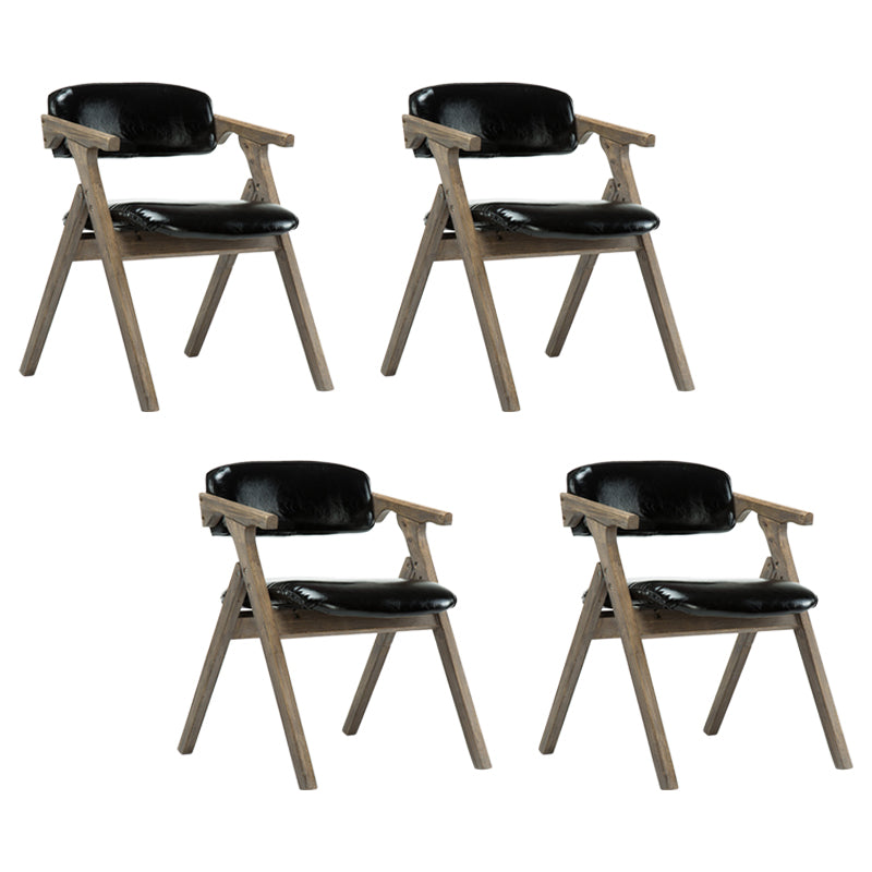 Open Back Dining Arm Chairs Foldable Upholstered Armchair with Wood Legs Black 4 Piece Set Natural Wood Clearhalo ' kitchen&dining_furn' 'Dining Chairs' 'Dining Tables & Seating' 'dining_chair' 'furn' 'furn_dining_chair' 'Furniture' 'furniture_dining_chair' 'Kitchen & Dining Furniture' 'kitchen' 3853556