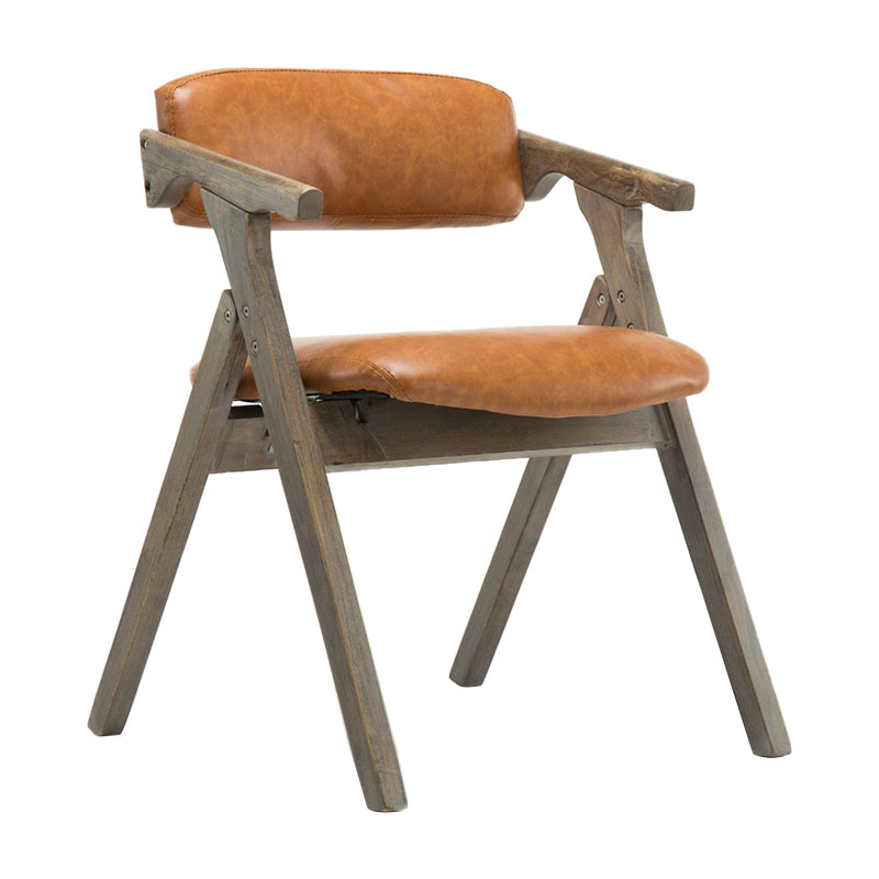 Open Back Dining Arm Chairs Foldable Upholstered Armchair with Wood Legs Yellow 1 Piece Natural Wood Clearhalo ' kitchen&dining_furn' 'Dining Chairs' 'Dining Tables & Seating' 'dining_chair' 'furn' 'furn_dining_chair' 'Furniture' 'furniture_dining_chair' 'Kitchen & Dining Furniture' 'kitchen' 3853560