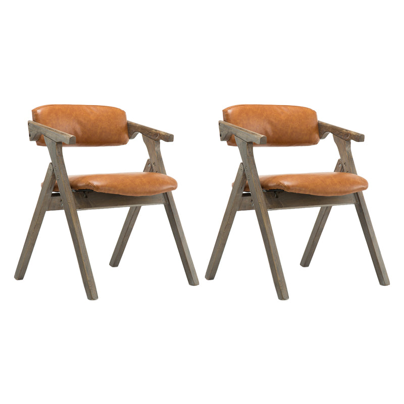 Open Back Dining Arm Chairs Foldable Upholstered Armchair with Wood Legs Yellow 2 Piece Set Natural Wood Clearhalo ' kitchen&dining_furn' 'Dining Chairs' 'Dining Tables & Seating' 'dining_chair' 'furn' 'furn_dining_chair' 'Furniture' 'furniture_dining_chair' 'Kitchen & Dining Furniture' 'kitchen' 3853561