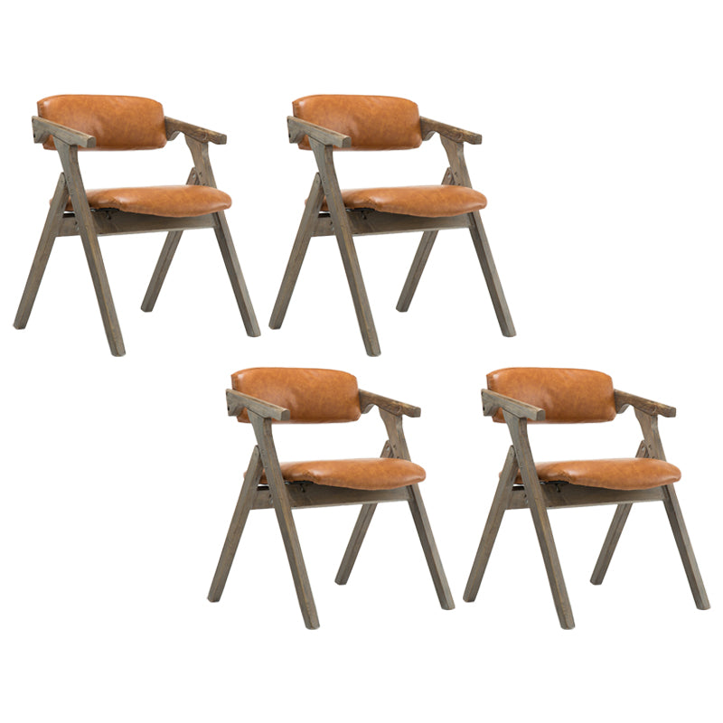 Open Back Dining Arm Chairs Foldable Upholstered Armchair with Wood Legs Yellow 4 Piece Set Natural Wood Clearhalo ' kitchen&dining_furn' 'Dining Chairs' 'Dining Tables & Seating' 'dining_chair' 'furn' 'furn_dining_chair' 'Furniture' 'furniture_dining_chair' 'Kitchen & Dining Furniture' 'kitchen' 3853562