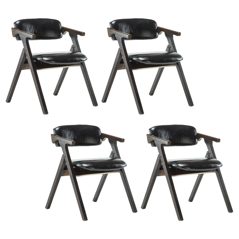 Open Back Dining Arm Chairs Foldable Upholstered Armchair with Wood Legs Black 4 Piece Set Walnut Clearhalo ' kitchen&dining_furn' 'Dining Chairs' 'Dining Tables & Seating' 'dining_chair' 'furn' 'furn_dining_chair' 'Furniture' 'furniture_dining_chair' 'Kitchen & Dining Furniture' 'kitchen' 3853564