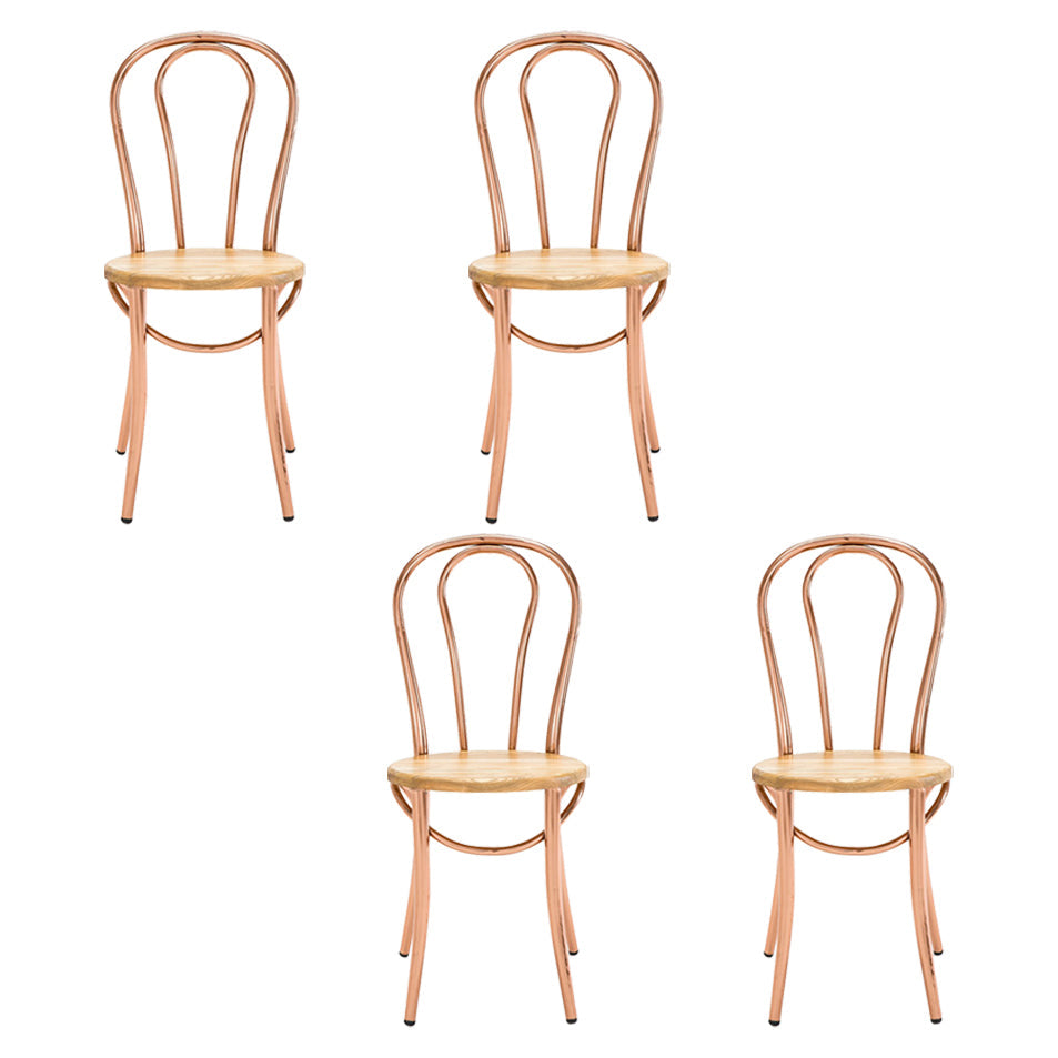 Contemporary Style Metal Dining Room Chairs Windsor Back Armless Chair for Kitchen Rose Gold 4 Piece Set Clearhalo ' kitchen&dining_furn' 'Dining Chairs' 'Dining Tables & Seating' 'dining_chair' 'furn' 'furn_dining_chair' 'Furniture' 'furniture_dining_chair' 'Kitchen & Dining Furniture' 'kitchen' 3853569