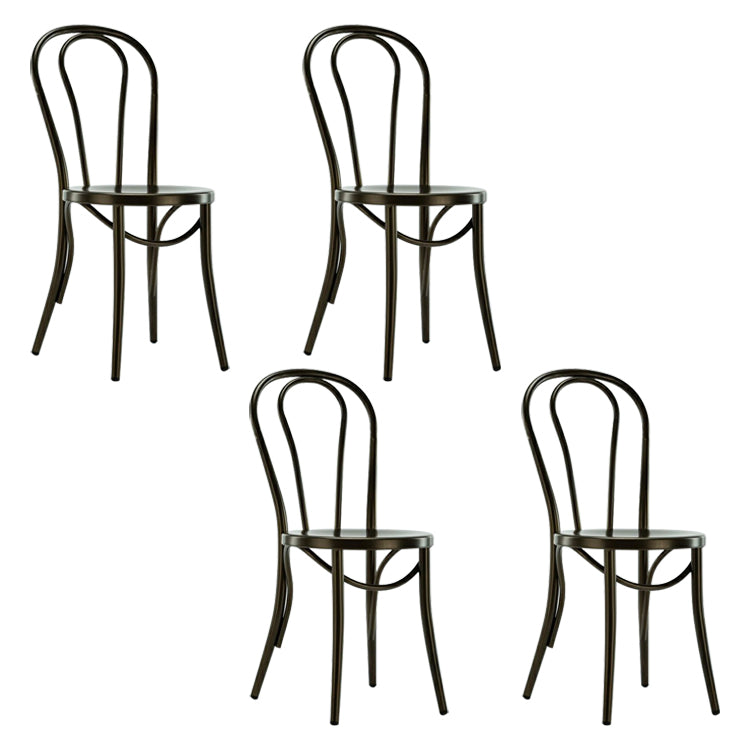 Contemporary Style Metal Dining Room Chairs Windsor Back Armless Chair for Kitchen Black 4 Piece Set Clearhalo ' kitchen&dining_furn' 'Dining Chairs' 'Dining Tables & Seating' 'dining_chair' 'furn' 'furn_dining_chair' 'Furniture' 'furniture_dining_chair' 'Kitchen & Dining Furniture' 'kitchen' 3853576