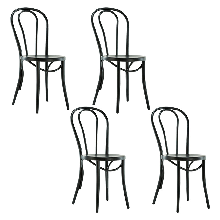 Contemporary Style Metal Dining Room Chairs Windsor Back Armless Chair for Kitchen Dark Brown 4 Piece Set Clearhalo ' kitchen&dining_furn' 'Dining Chairs' 'Dining Tables & Seating' 'dining_chair' 'furn' 'furn_dining_chair' 'Furniture' 'furniture_dining_chair' 'Kitchen & Dining Furniture' 'kitchen' 3853579