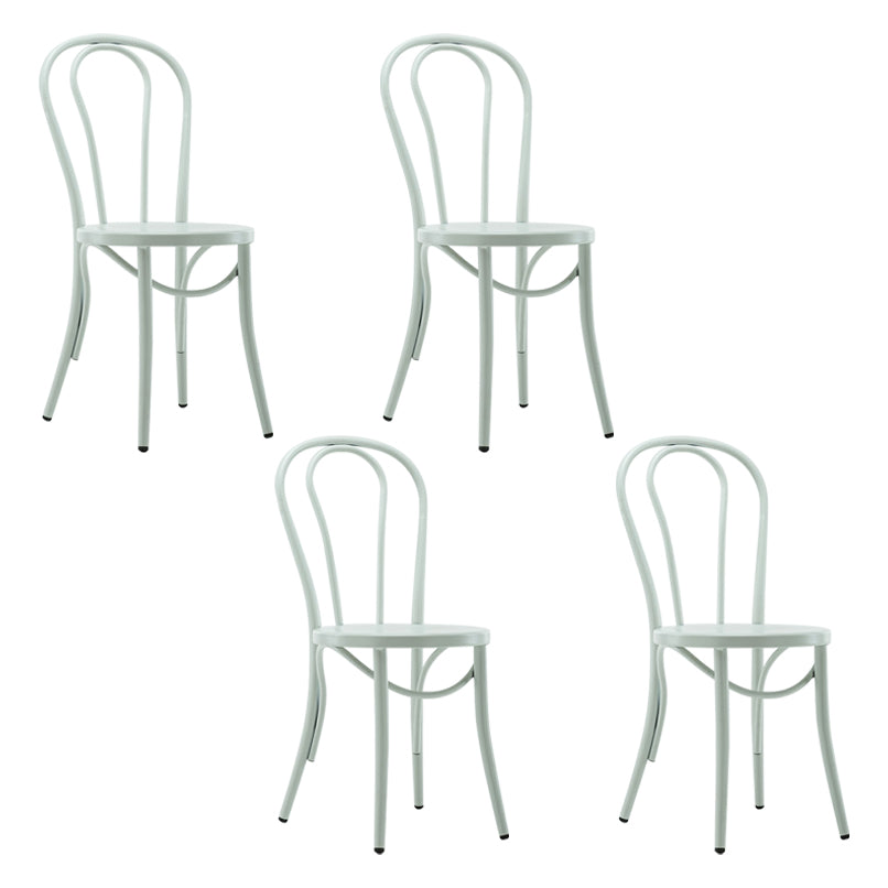 Contemporary Style Metal Dining Room Chairs Windsor Back Armless Chair for Kitchen White 4 Piece Set Clearhalo ' kitchen&dining_furn' 'Dining Chairs' 'Dining Tables & Seating' 'dining_chair' 'furn' 'furn_dining_chair' 'Furniture' 'furniture_dining_chair' 'Kitchen & Dining Furniture' 'kitchen' 3853586