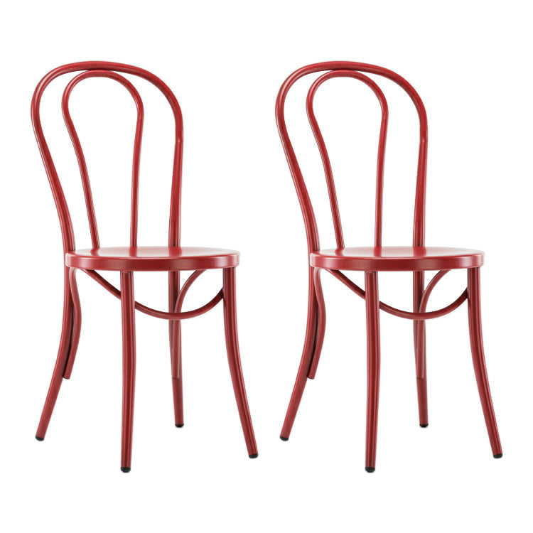 Contemporary Style Metal Dining Room Chairs Windsor Back Armless Chair for Kitchen Red 2 Piece Set Clearhalo ' kitchen&dining_furn' 'Dining Chairs' 'Dining Tables & Seating' 'dining_chair' 'furn' 'furn_dining_chair' 'Furniture' 'furniture_dining_chair' 'Kitchen & Dining Furniture' 'kitchen' 3853589