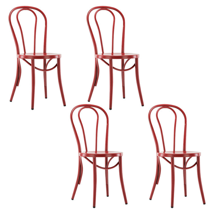 Contemporary Style Metal Dining Room Chairs Windsor Back Armless Chair for Kitchen Red 4 Piece Set Clearhalo ' kitchen&dining_furn' 'Dining Chairs' 'Dining Tables & Seating' 'dining_chair' 'furn' 'furn_dining_chair' 'Furniture' 'furniture_dining_chair' 'Kitchen & Dining Furniture' 'kitchen' 3853590