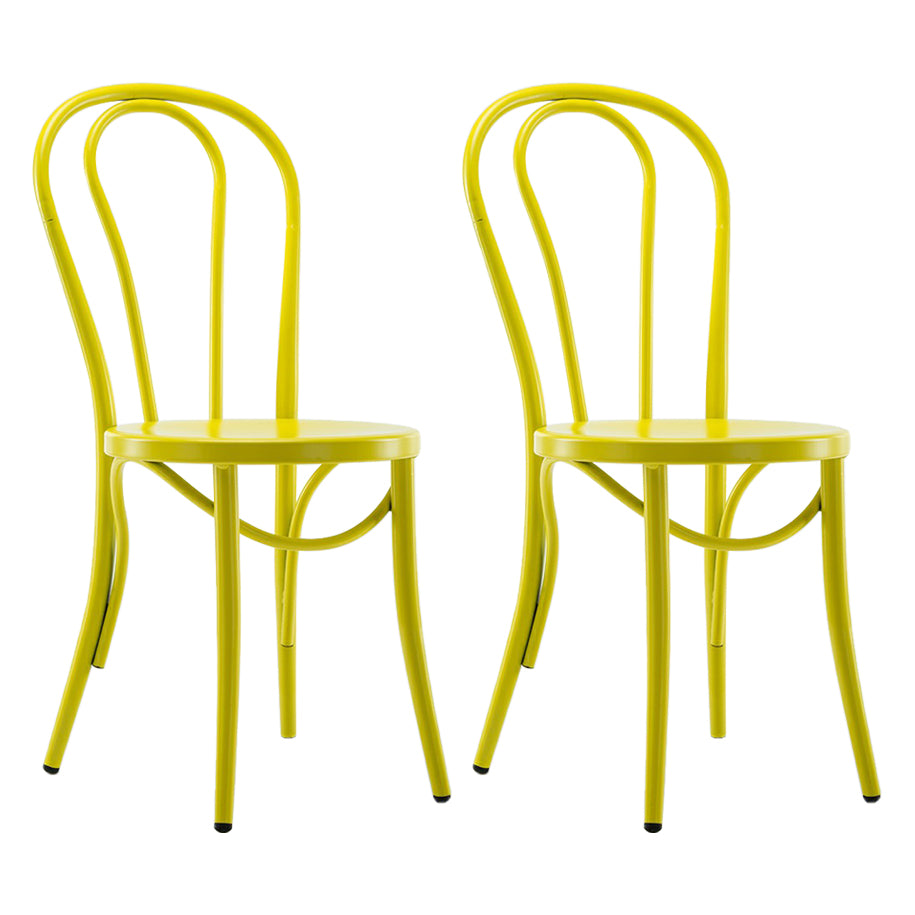 Contemporary Style Metal Dining Room Chairs Windsor Back Armless Chair for Kitchen Yellow 2 Piece Set Clearhalo ' kitchen&dining_furn' 'Dining Chairs' 'Dining Tables & Seating' 'dining_chair' 'furn' 'furn_dining_chair' 'Furniture' 'furniture_dining_chair' 'Kitchen & Dining Furniture' 'kitchen' 3853592