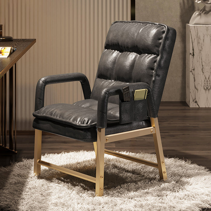 Contemporary Style Upholstered Side Chair Solid Back Arm Single Dining Chair for Home Use Dark Gray Clearhalo ' kitchen&dining_furn' 'Dining Chairs' 'Dining Tables & Seating' 'dining_chair' 'furn' 'furn_dining_chair' 'Furniture' 'furniture_dining_chair' 'Kitchen & Dining Furniture' 'kitchen' 3853595