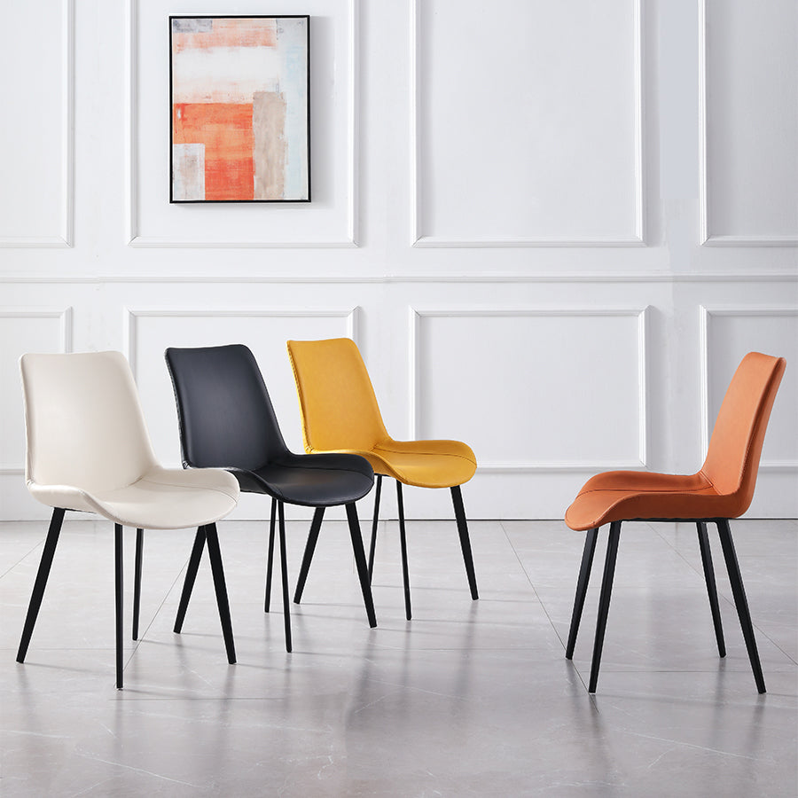 Contemporary Metal Dining Room Chairs Armless Upholstered Side Chairs (Set of 2) Clearhalo ' kitchen&dining_furn' 'Dining Chairs' 'Dining Tables & Seating' 'dining_chair' 'furn' 'furn_dining_chair' 'Furniture' 'furniture_dining_chair' 'Kitchen & Dining Furniture' 'kitchen' 3853614