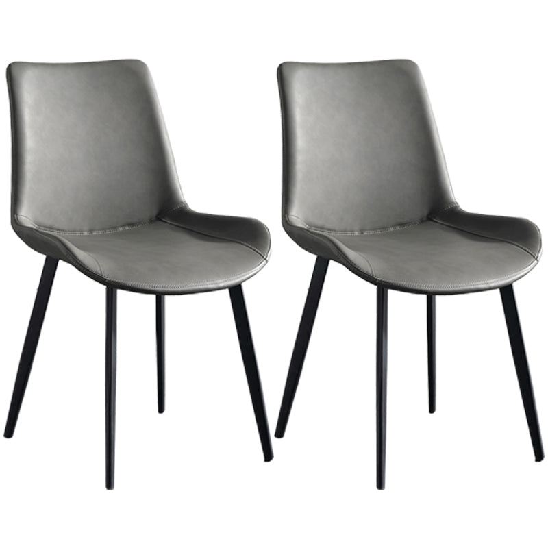 Contemporary Metal Dining Room Chairs Armless Upholstered Side Chairs (Set of 2) Grey Clearhalo ' kitchen&dining_furn' 'Dining Chairs' 'Dining Tables & Seating' 'dining_chair' 'furn' 'furn_dining_chair' 'Furniture' 'furniture_dining_chair' 'Kitchen & Dining Furniture' 'kitchen' 3853615