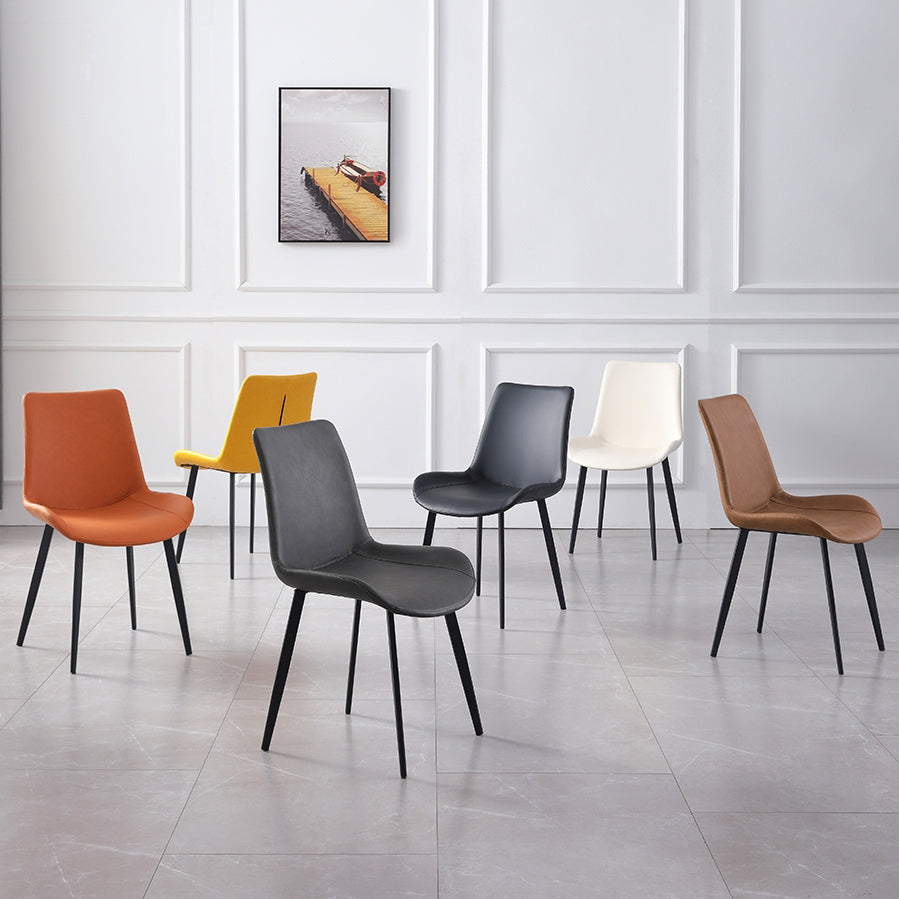 Contemporary Metal Dining Room Chairs Armless Upholstered Side Chairs (Set of 2) Clearhalo ' kitchen&dining_furn' 'Dining Chairs' 'Dining Tables & Seating' 'dining_chair' 'furn' 'furn_dining_chair' 'Furniture' 'furniture_dining_chair' 'Kitchen & Dining Furniture' 'kitchen' 3853616