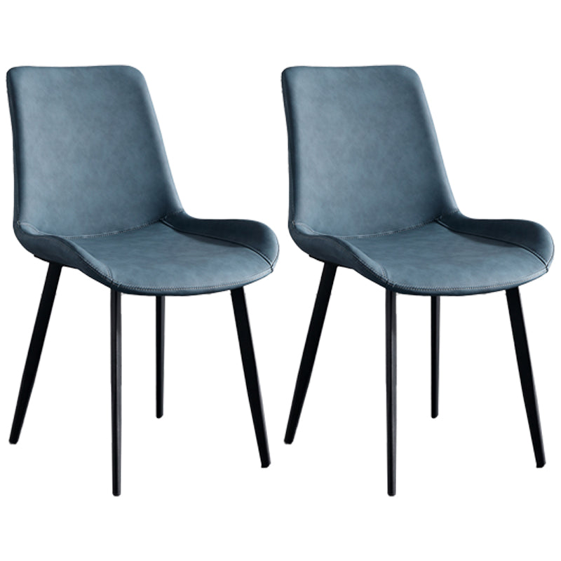 Contemporary Metal Dining Room Chairs Armless Upholstered Side Chairs (Set of 2) Blue Clearhalo ' kitchen&dining_furn' 'Dining Chairs' 'Dining Tables & Seating' 'dining_chair' 'furn' 'furn_dining_chair' 'Furniture' 'furniture_dining_chair' 'Kitchen & Dining Furniture' 'kitchen' 3853617