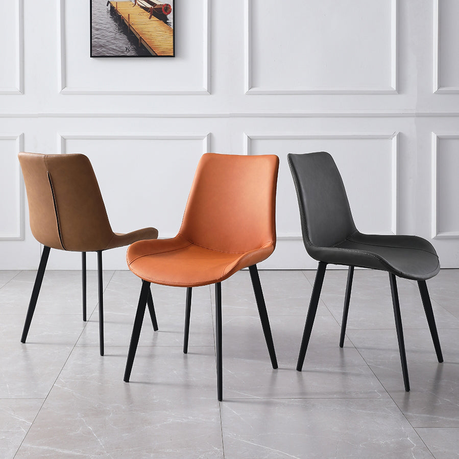 Contemporary Metal Dining Room Chairs Armless Upholstered Side Chairs (Set of 2) Clearhalo ' kitchen&dining_furn' 'Dining Chairs' 'Dining Tables & Seating' 'dining_chair' 'furn' 'furn_dining_chair' 'Furniture' 'furniture_dining_chair' 'Kitchen & Dining Furniture' 'kitchen' 3853619