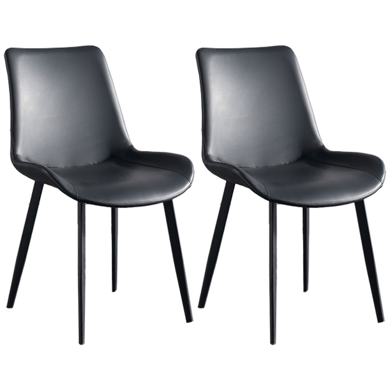 Contemporary Metal Dining Room Chairs Armless Upholstered Side Chairs (Set of 2) Black Clearhalo ' kitchen&dining_furn' 'Dining Chairs' 'Dining Tables & Seating' 'dining_chair' 'furn' 'furn_dining_chair' 'Furniture' 'furniture_dining_chair' 'Kitchen & Dining Furniture' 'kitchen' 3853622