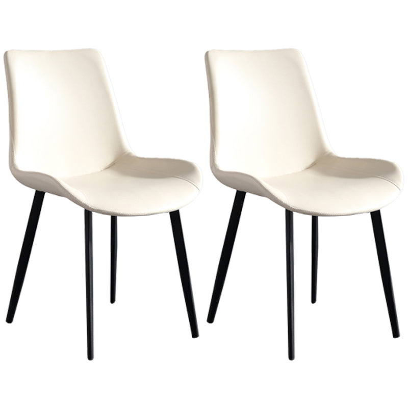 Contemporary Metal Dining Room Chairs Armless Upholstered Side Chairs (Set of 2) White Clearhalo ' kitchen&dining_furn' 'Dining Chairs' 'Dining Tables & Seating' 'dining_chair' 'furn' 'furn_dining_chair' 'Furniture' 'furniture_dining_chair' 'Kitchen & Dining Furniture' 'kitchen' 3853624