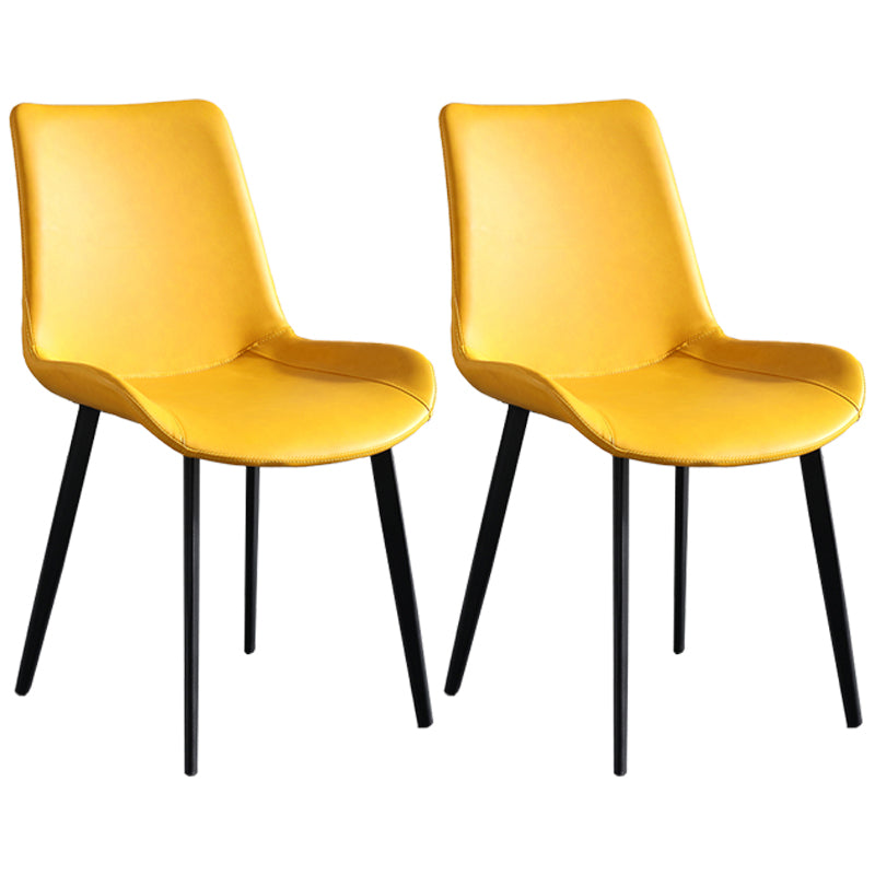 Contemporary Metal Dining Room Chairs Armless Upholstered Side Chairs (Set of 2) Yellow Clearhalo ' kitchen&dining_furn' 'Dining Chairs' 'Dining Tables & Seating' 'dining_chair' 'furn' 'furn_dining_chair' 'Furniture' 'furniture_dining_chair' 'Kitchen & Dining Furniture' 'kitchen' 3853627