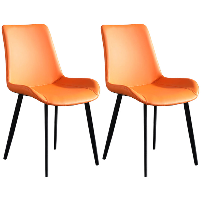 Contemporary Metal Dining Room Chairs Armless Upholstered Side Chairs (Set of 2) Orange Yellow Clearhalo ' kitchen&dining_furn' 'Dining Chairs' 'Dining Tables & Seating' 'dining_chair' 'furn' 'furn_dining_chair' 'Furniture' 'furniture_dining_chair' 'Kitchen & Dining Furniture' 'kitchen' 3853628