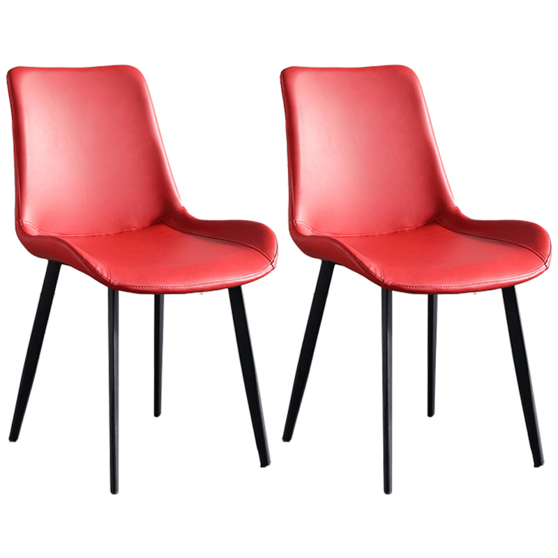 Contemporary Metal Dining Room Chairs Armless Upholstered Side Chairs (Set of 2) Red Clearhalo ' kitchen&dining_furn' 'Dining Chairs' 'Dining Tables & Seating' 'dining_chair' 'furn' 'furn_dining_chair' 'Furniture' 'furniture_dining_chair' 'Kitchen & Dining Furniture' 'kitchen' 3853631