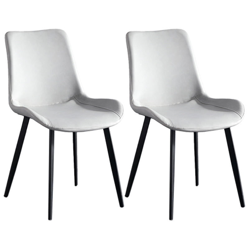 Contemporary Metal Dining Room Chairs Armless Upholstered Side Chairs (Set of 2) Silver Gray Clearhalo ' kitchen&dining_furn' 'Dining Chairs' 'Dining Tables & Seating' 'dining_chair' 'furn' 'furn_dining_chair' 'Furniture' 'furniture_dining_chair' 'Kitchen & Dining Furniture' 'kitchen' 3853632