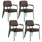 Industrial Style Dining Arm Chair Upholstered Open Back Armchairs with Metal Legs Dark Brown Green Set of 4 Clearhalo ' kitchen&dining_furn' 'Dining Chairs' 'Dining Tables & Seating' 'dining_chair' 'Furniture' 'furniture_dining_chair' 'Kitchen & Dining Furniture' 'kitchen' 3853637