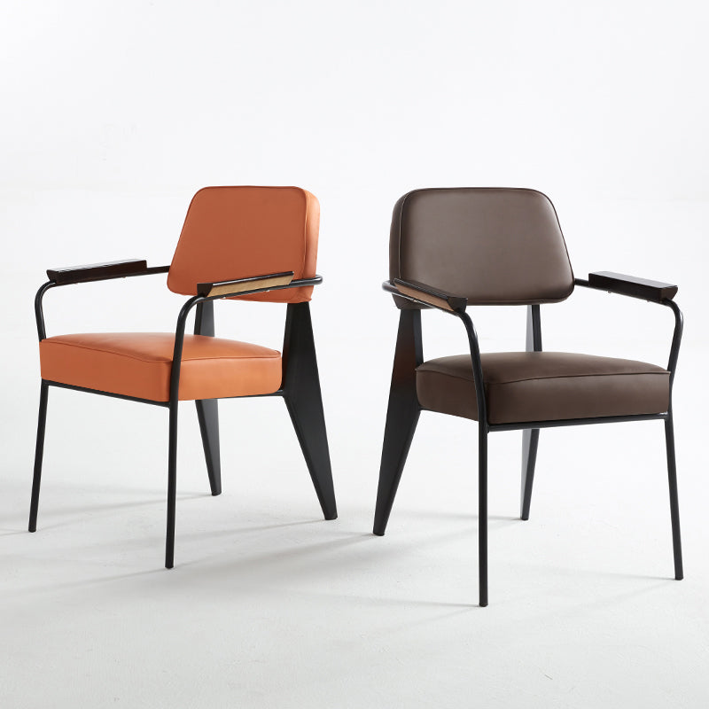 Industrial Style Dining Arm Chair Upholstered Open Back Armchairs with Metal Legs Clearhalo ' kitchen&dining_furn' 'Dining Chairs' 'Dining Tables & Seating' 'dining_chair' 'Furniture' 'furniture_dining_chair' 'Kitchen & Dining Furniture' 'kitchen' 3853639