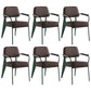 Industrial Style Dining Arm Chair Upholstered Open Back Armchairs with Metal Legs Dark Brown Green Set of 6 Clearhalo ' kitchen&dining_furn' 'Dining Chairs' 'Dining Tables & Seating' 'dining_chair' 'Furniture' 'furniture_dining_chair' 'Kitchen & Dining Furniture' 'kitchen' 3853640