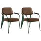 Industrial Style Dining Arm Chair Upholstered Open Back Armchairs with Metal Legs Coffee Green Set of 2 Clearhalo ' kitchen&dining_furn' 'Dining Chairs' 'Dining Tables & Seating' 'dining_chair' 'Furniture' 'furniture_dining_chair' 'Kitchen & Dining Furniture' 'kitchen' 3853642