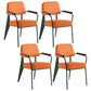 Industrial Style Dining Arm Chair Upholstered Open Back Armchairs with Metal Legs Orange Green Set of 4 Clearhalo ' kitchen&dining_furn' 'Dining Chairs' 'Dining Tables & Seating' 'dining_chair' 'Furniture' 'furniture_dining_chair' 'Kitchen & Dining Furniture' 'kitchen' 3853650