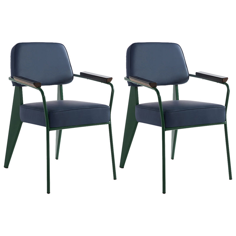 Industrial Style Dining Arm Chair Upholstered Open Back Armchairs with Metal Legs Blue Green Set of 2 Clearhalo ' kitchen&dining_furn' 'Dining Chairs' 'Dining Tables & Seating' 'dining_chair' 'Furniture' 'furniture_dining_chair' 'Kitchen & Dining Furniture' 'kitchen' 3853654
