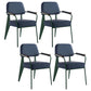 Industrial Style Dining Arm Chair Upholstered Open Back Armchairs with Metal Legs Blue Green Set of 4 Clearhalo ' kitchen&dining_furn' 'Dining Chairs' 'Dining Tables & Seating' 'dining_chair' 'Furniture' 'furniture_dining_chair' 'Kitchen & Dining Furniture' 'kitchen' 3853655