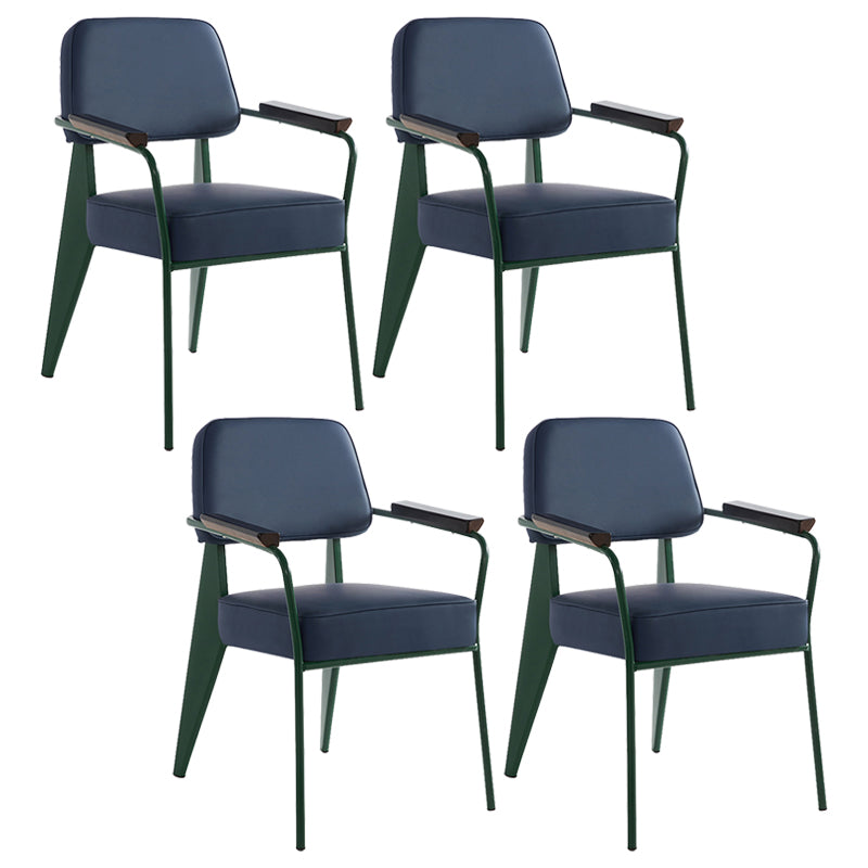 Industrial Style Dining Arm Chair Upholstered Open Back Armchairs with Metal Legs Blue Green Set of 4 Clearhalo ' kitchen&dining_furn' 'Dining Chairs' 'Dining Tables & Seating' 'dining_chair' 'Furniture' 'furniture_dining_chair' 'Kitchen & Dining Furniture' 'kitchen' 3853655