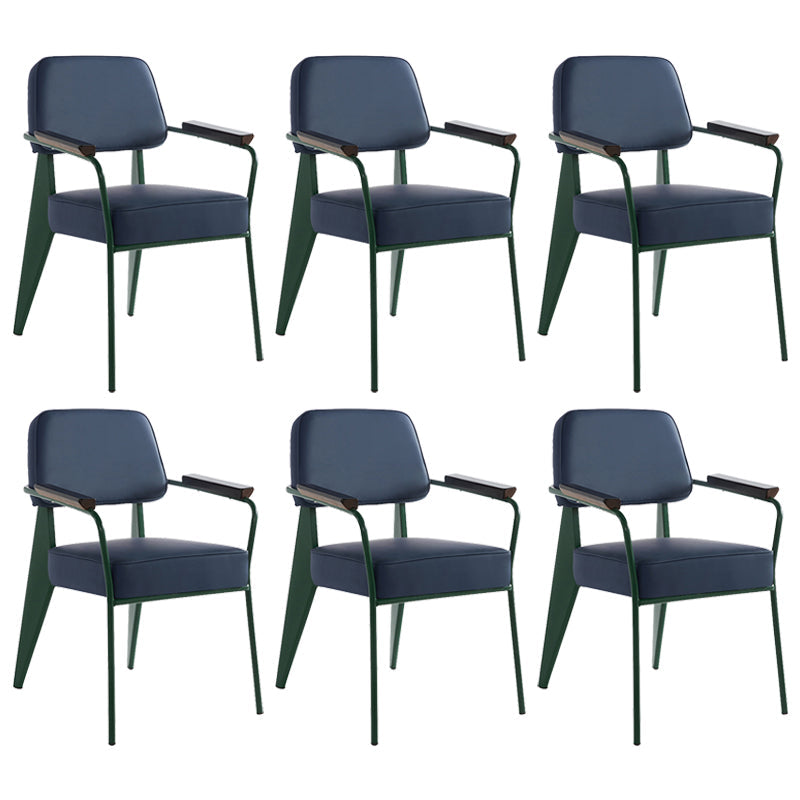 Industrial Style Dining Arm Chair Upholstered Open Back Armchairs with Metal Legs Blue Green Set of 6 Clearhalo ' kitchen&dining_furn' 'Dining Chairs' 'Dining Tables & Seating' 'dining_chair' 'Furniture' 'furniture_dining_chair' 'Kitchen & Dining Furniture' 'kitchen' 3853656