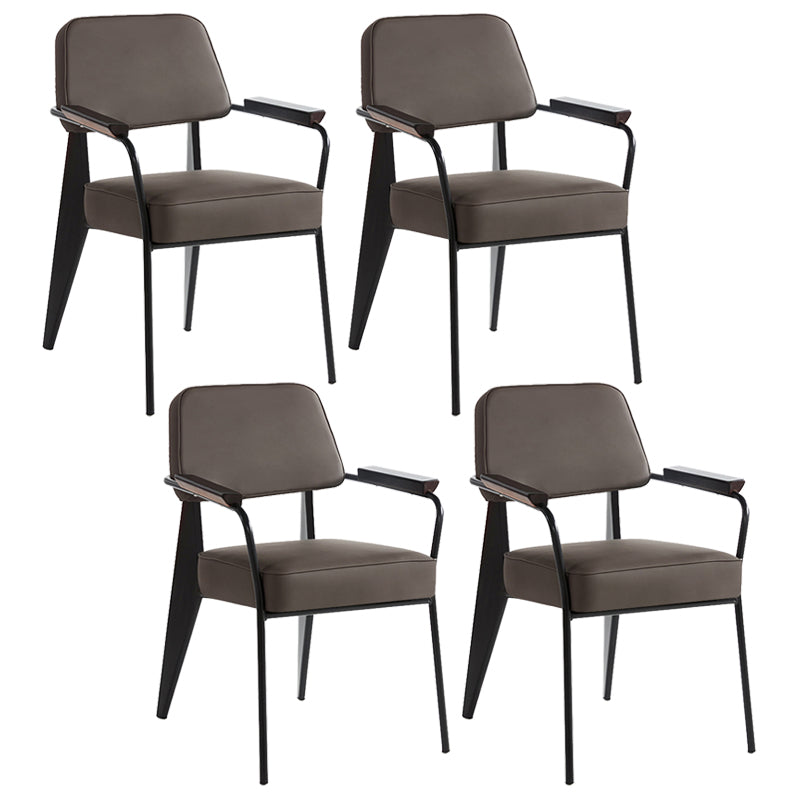 Industrial Style Dining Arm Chair Upholstered Open Back Armchairs with Metal Legs Grey Black Set of 4 Clearhalo ' kitchen&dining_furn' 'Dining Chairs' 'Dining Tables & Seating' 'dining_chair' 'Furniture' 'furniture_dining_chair' 'Kitchen & Dining Furniture' 'kitchen' 3853658