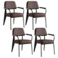 Industrial Style Dining Arm Chair Upholstered Open Back Armchairs with Metal Legs Dark Brown Black Set of 4 Clearhalo ' kitchen&dining_furn' 'Dining Chairs' 'Dining Tables & Seating' 'dining_chair' 'Furniture' 'furniture_dining_chair' 'Kitchen & Dining Furniture' 'kitchen' 3853661