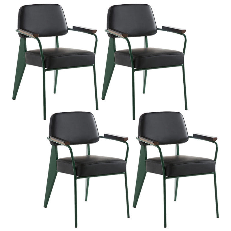 Industrial Style Dining Arm Chair Upholstered Open Back Armchairs with Metal Legs Black Green Set of 4 Clearhalo ' kitchen&dining_furn' 'Dining Chairs' 'Dining Tables & Seating' 'dining_chair' 'Furniture' 'furniture_dining_chair' 'Kitchen & Dining Furniture' 'kitchen' 3853664