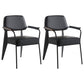Industrial Style Dining Arm Chair Upholstered Open Back Armchairs with Metal Legs Black Black Set of 2 Clearhalo ' kitchen&dining_furn' 'Dining Chairs' 'Dining Tables & Seating' 'dining_chair' 'Furniture' 'furniture_dining_chair' 'Kitchen & Dining Furniture' 'kitchen' 3853666