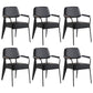 Industrial Style Dining Arm Chair Upholstered Open Back Armchairs with Metal Legs Black Black Set of 6 Clearhalo ' kitchen&dining_furn' 'Dining Chairs' 'Dining Tables & Seating' 'dining_chair' 'Furniture' 'furniture_dining_chair' 'Kitchen & Dining Furniture' 'kitchen' 3853668