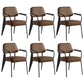 Industrial Style Dining Arm Chair Upholstered Open Back Armchairs with Metal Legs Coffee Black Set of 6 Clearhalo ' kitchen&dining_furn' 'Dining Chairs' 'Dining Tables & Seating' 'dining_chair' 'Furniture' 'furniture_dining_chair' 'Kitchen & Dining Furniture' 'kitchen' 3853674