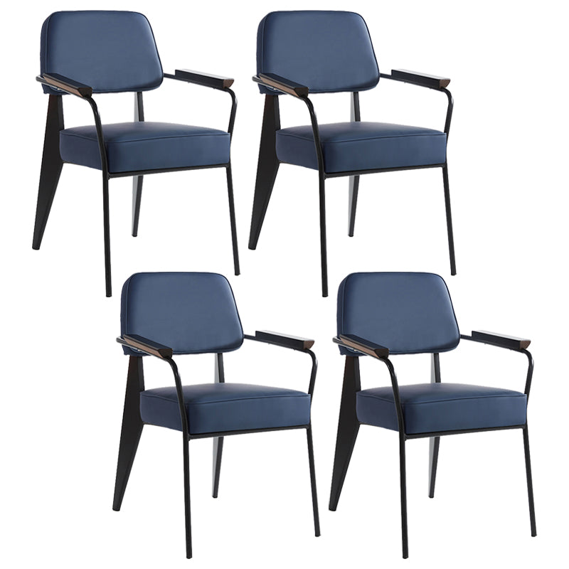 Industrial Style Dining Arm Chair Upholstered Open Back Armchairs with Metal Legs Blue Black Set of 4 Clearhalo ' kitchen&dining_furn' 'Dining Chairs' 'Dining Tables & Seating' 'dining_chair' 'Furniture' 'furniture_dining_chair' 'Kitchen & Dining Furniture' 'kitchen' 3853676