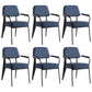 Industrial Style Dining Arm Chair Upholstered Open Back Armchairs with Metal Legs Blue Black Set of 6 Clearhalo ' kitchen&dining_furn' 'Dining Chairs' 'Dining Tables & Seating' 'dining_chair' 'Furniture' 'furniture_dining_chair' 'Kitchen & Dining Furniture' 'kitchen' 3853677