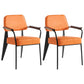 Industrial Style Dining Arm Chair Upholstered Open Back Armchairs with Metal Legs Orange Black Set of 2 Clearhalo ' kitchen&dining_furn' 'Dining Chairs' 'Dining Tables & Seating' 'dining_chair' 'Furniture' 'furniture_dining_chair' 'Kitchen & Dining Furniture' 'kitchen' 3853678