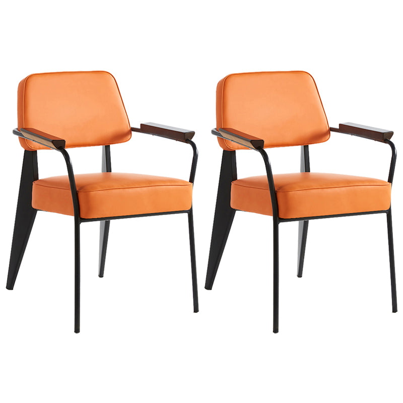 Industrial Style Dining Arm Chair Upholstered Open Back Armchairs with Metal Legs Orange Black Set of 2 Clearhalo ' kitchen&dining_furn' 'Dining Chairs' 'Dining Tables & Seating' 'dining_chair' 'Furniture' 'furniture_dining_chair' 'Kitchen & Dining Furniture' 'kitchen' 3853678