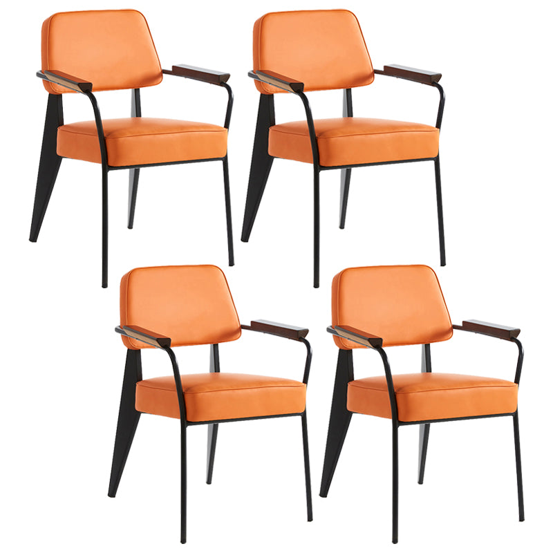 Industrial Style Dining Arm Chair Upholstered Open Back Armchairs with Metal Legs Orange Black Set of 4 Clearhalo ' kitchen&dining_furn' 'Dining Chairs' 'Dining Tables & Seating' 'dining_chair' 'Furniture' 'furniture_dining_chair' 'Kitchen & Dining Furniture' 'kitchen' 3853679