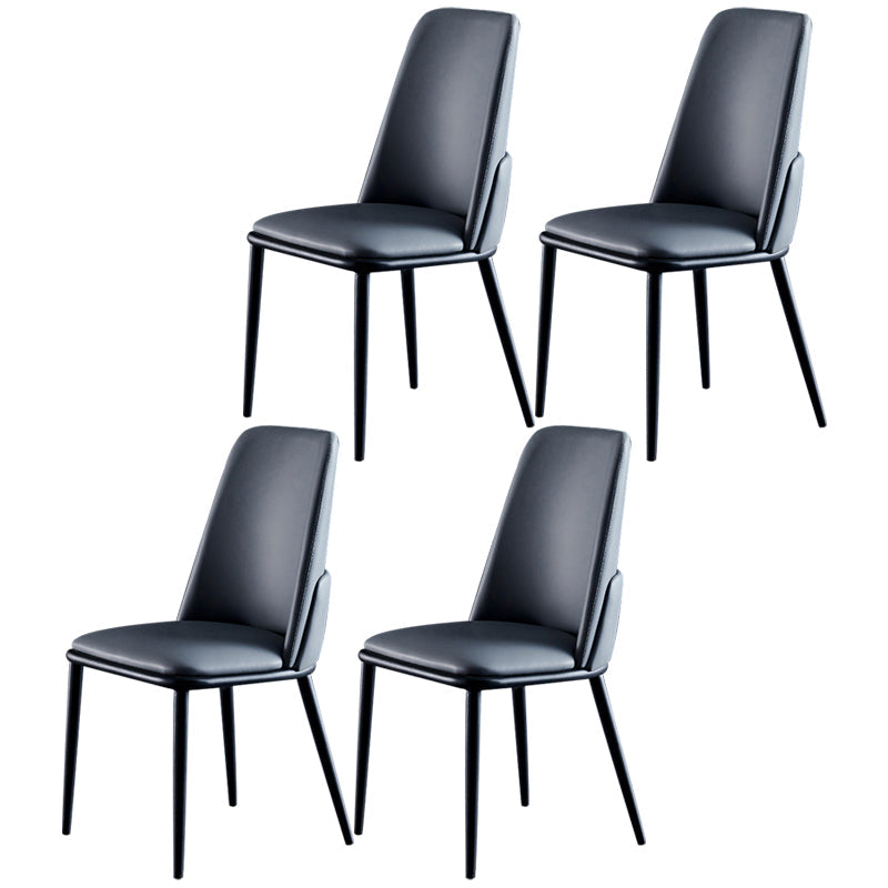 Contemporary Metal Dining Room Chairs Armless PU Leather Dining Chairs for Home Use Dark Gray 4 Piece Set Clearhalo ' kitchen&dining_furn' 'Dining Chairs' 'Dining Tables & Seating' 'dining_chair' 'furn' 'furn_dining_chair' 'Furniture' 'furniture_dining_chair' 'Kitchen & Dining Furniture' 'kitchen' 3853698