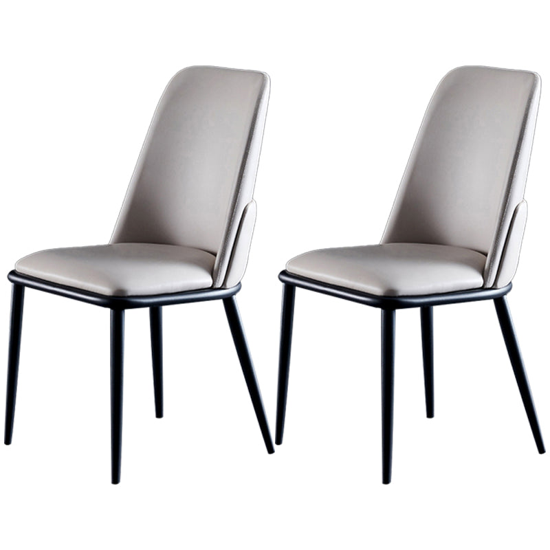 Contemporary Metal Dining Room Chairs Armless PU Leather Dining Chairs for Home Use Light Gray 2 Piece Set Clearhalo ' kitchen&dining_furn' 'Dining Chairs' 'Dining Tables & Seating' 'dining_chair' 'furn' 'furn_dining_chair' 'Furniture' 'furniture_dining_chair' 'Kitchen & Dining Furniture' 'kitchen' 3853701