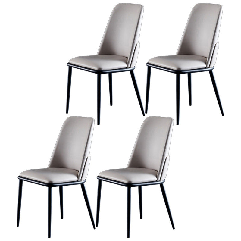 Contemporary Metal Dining Room Chairs Armless PU Leather Dining Chairs for Home Use Light Gray 4 Piece Set Clearhalo ' kitchen&dining_furn' 'Dining Chairs' 'Dining Tables & Seating' 'dining_chair' 'furn' 'furn_dining_chair' 'Furniture' 'furniture_dining_chair' 'Kitchen & Dining Furniture' 'kitchen' 3853702