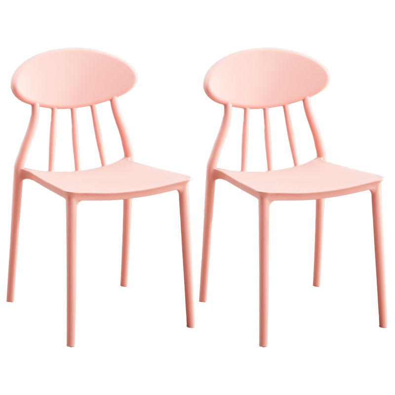 Modern Kitchen Plastic Dining Chairs Open Back Dining Side Armless Chairs Pink 2 Piece Set Clearhalo ' kitchen&dining_furn' 'Dining Chairs' 'Dining Tables & Seating' 'dining_chair' 'furn' 'furn_dining_chair' 'Furniture' 'furniture_dining_chair' 'Kitchen & Dining Furniture' 'kitchen' 3853706