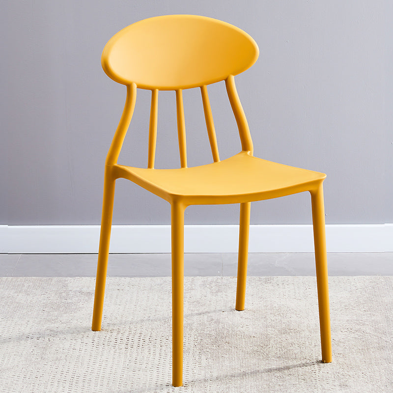 Modern Kitchen Plastic Dining Chairs Open Back Dining Side Armless Chairs Yellow 1 Piece Clearhalo ' kitchen&dining_furn' 'Dining Chairs' 'Dining Tables & Seating' 'dining_chair' 'furn' 'furn_dining_chair' 'Furniture' 'furniture_dining_chair' 'Kitchen & Dining Furniture' 'kitchen' 3853709