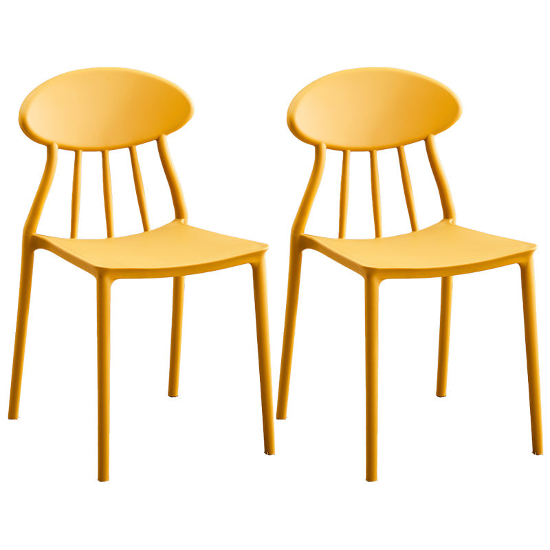 Modern Kitchen Plastic Dining Chairs Open Back Dining Side Armless Chairs Yellow 2 Piece Set Clearhalo ' kitchen&dining_furn' 'Dining Chairs' 'Dining Tables & Seating' 'dining_chair' 'furn' 'furn_dining_chair' 'Furniture' 'furniture_dining_chair' 'Kitchen & Dining Furniture' 'kitchen' 3853711